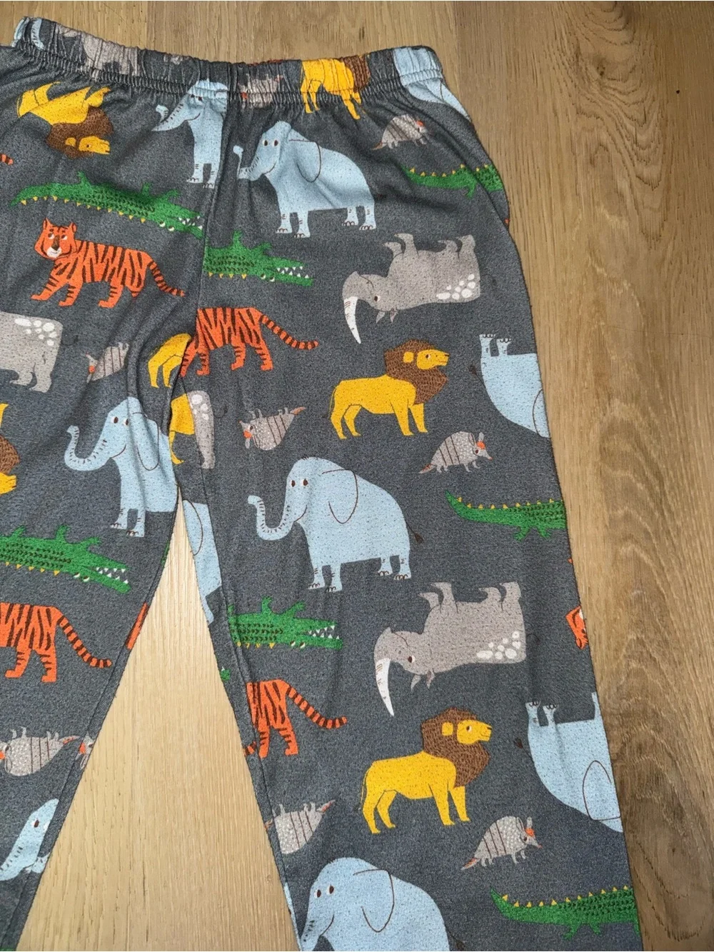 Kids Grey Animal Print Pajama Pants - Blue, Orange, Yellow, Green